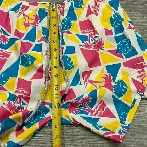 Uzzi Beach Men’s Short M Neon Yellow Blue Pink Palm Trees Mesh Lined Trunks -EUC - Picture 7 of 11